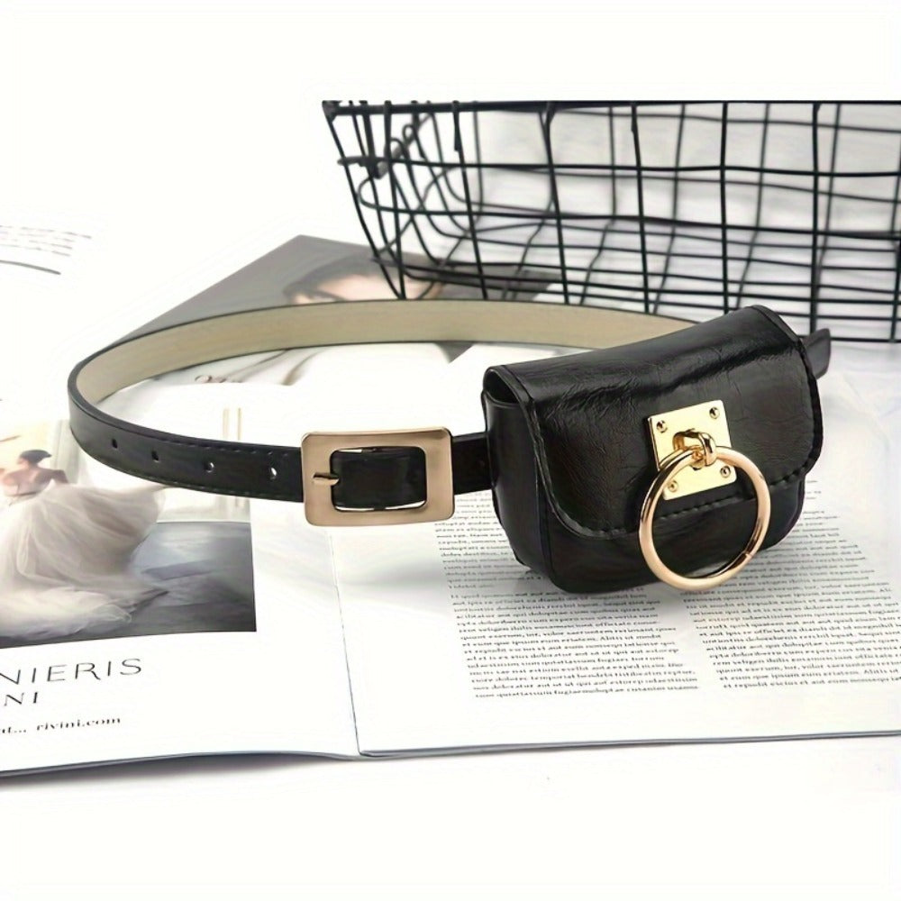 1pc Black Pu Lady Belt Bag Stylish Cross-body Belt Bag Belt Stylish Evening Clutch Mini Tote Bag Detachable, Versatile, Stylish and Simple Fit for a Thanksgiving Christmas Gift