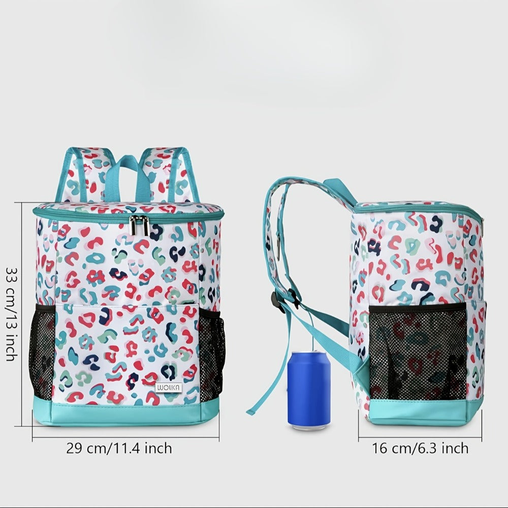 Leopard Print Insulated Cooler Backpack Large Capacity 7.93gal Lunch Bag Soft Cooler Bag for Beach Picnic Tailgate Camping Travel