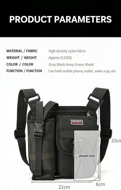 Men's New Shoulder Messenger Bag Outdoor Sports Leisure Walking Travel High Quality and Wear-resistant Practical Mobile Phone Kettle Bag