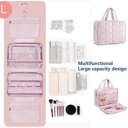 YinPin Travel Toiletry Bag, Hanging Travel Toiletry Bag with Jewelry Organizer Compartment Large Makeup Bag, PVC High Quality Cosmetic Travel Bag Trips Camping Bathroom
