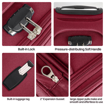 New York Xpress Durable Softside Luggage Lightweight Expandable with Spinner Wheels & Combination Lock, Reinforced Handles, Carry On Airline Approved and Checked, Soft Shell Travel Case for Men & Women, Available in 22", 26", 30", 34"