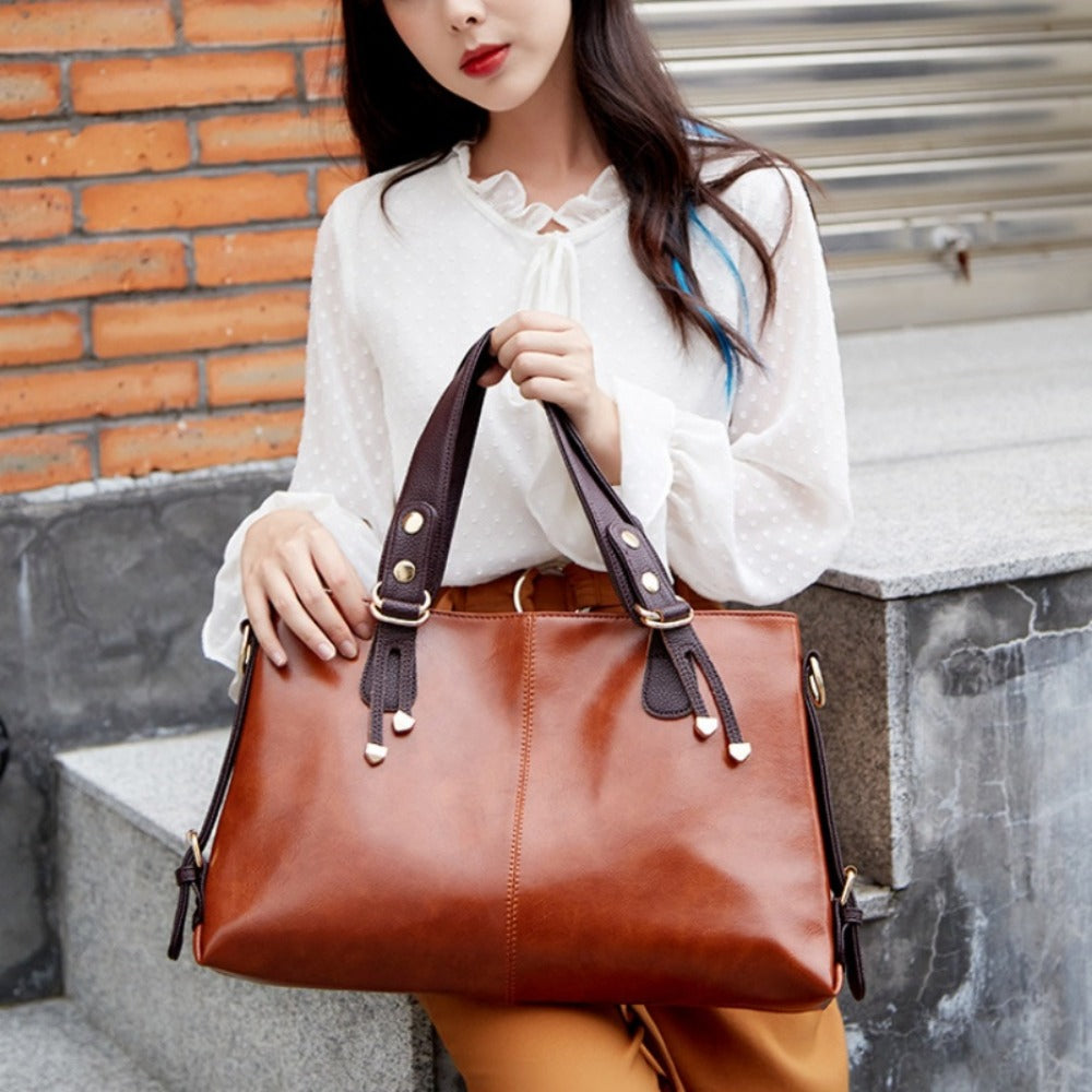 PU Elegant and Retro Women's Tote Bag, Large Capacity Women's Shoulder Bag, Smooth Fabric Crossbody Bag, High-quality Handbag, Suitable As A Gift