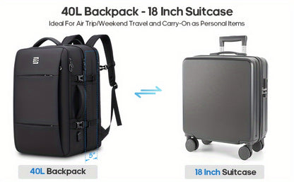 UKEIN Bagsure Carry On Backpack, 10.57gal Flight Approved Travel Backpack for Men Women, Expandable High Quality 17Inch Laptop Backpack, Casual Daypack Luggage Suitcase Backpack for Business Weekend Hiking
