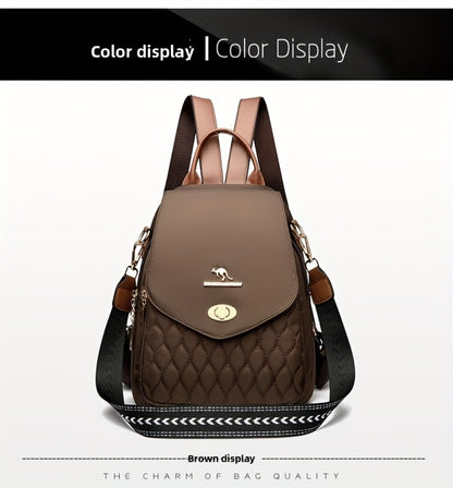 Trendy Urban Fashion Women'S Backpack - High-grade Texture And Pattern Design, Elegant And Practical, Golden Hardware Embellishment, Suitable For Commuting, Leisure, Travel, Ideal Holiday Gift