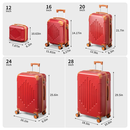 5-Piece Luggage Set Suitcases with Lock, 12/16/20/24/28 Inch Lightweight Trolley Case, Durable PP Material for Men Women, Ideal for Travel & Long Journeys