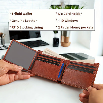 Men's Wallet – RFID Blocking, Full Grain Leather Trifold Rfid | Bag Vero – detail view 8