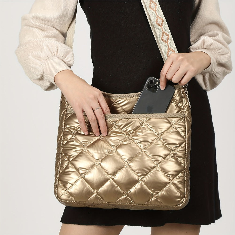 Crossbody Bag for Women – Quilted, Quilted Puffer Zipper Fashion Metallic | Bag Vero – detail view 13