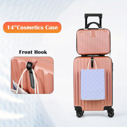 Carry On Luggage 20 Inch Suitcase Set 2 Piece With 14" Cosmetic Case, Hardside Carry On Suitcase 22x14x9 Airline Approved With Combination Lock & Spinner Wheels (20-Inch, rose Golden )