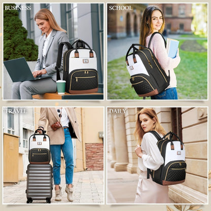 NUBILY Women'S Laptop Backpack, 15.6 Inch School Bag For, Travel Backpack, Set of 2 Anti-Theft Backpacks, Includes Accessory Purse, Lightweight Black Book Bag