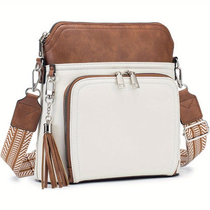Soft Faux Leather Crossbody Bag for Women, Boho Chic Messenger Purse with Decorative Tassel, Shoulder Bag for Travel, Shopping And Weekend Adventures