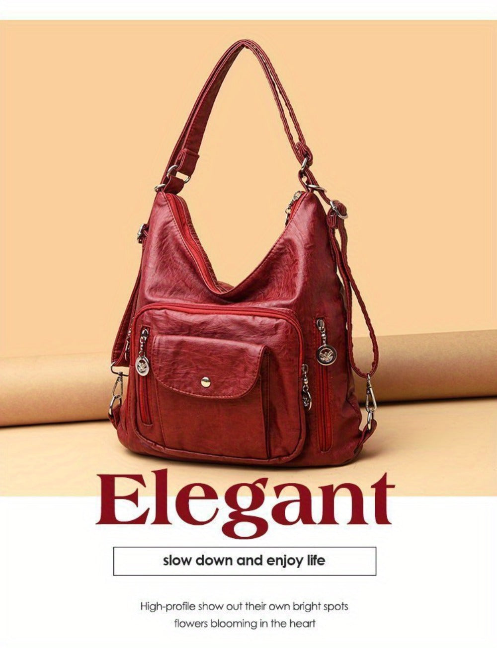 Women's Fashion Shoulder Bag, Vintage Backpacks, Large Capacity Crossbody Bag with Water Bottle Holder, Casual Sports & Vacation Ready