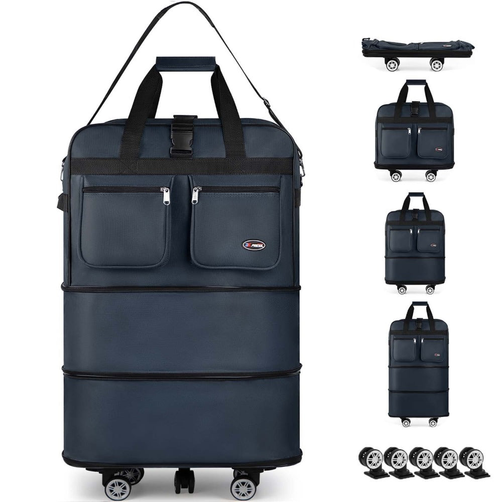 30" 36" Soft Expandable Foldable Luggage Bag with Removable Spinner Wheels,3-Layer Collapsible Suitcase Bag, Water-Resistant Large Capacity Rolling Duffle Bag for Home Storage Moving Travel