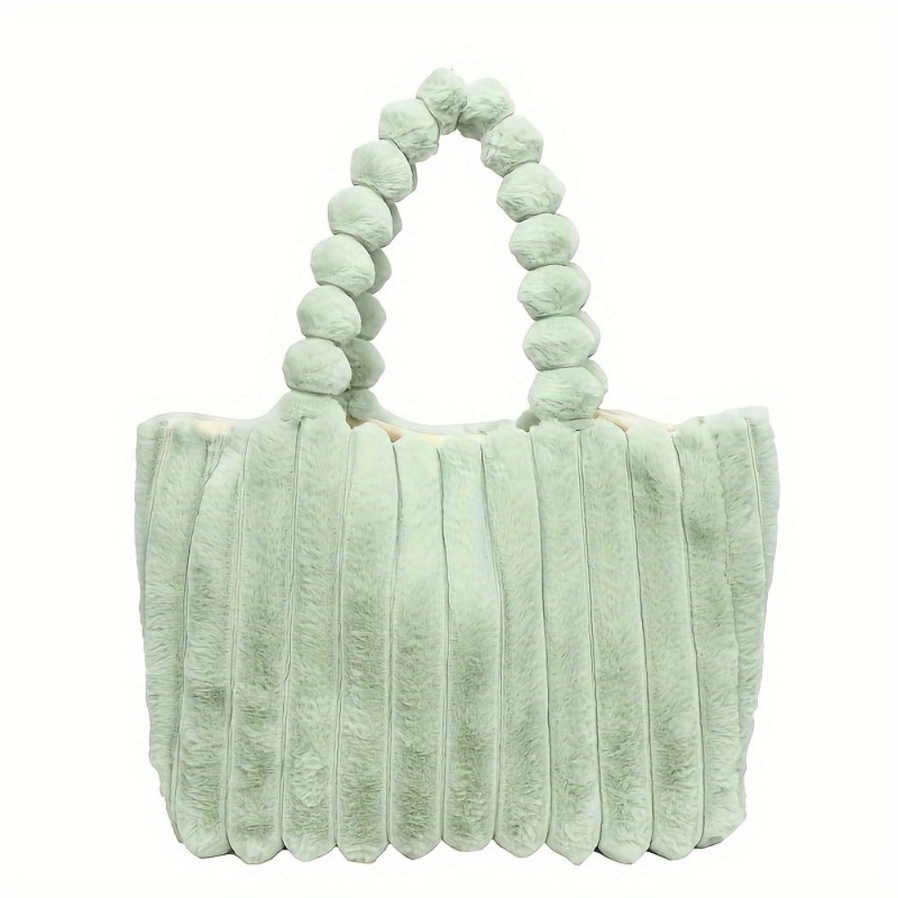 [Large Capacity Tote] Korean Fashion Large Capacity Tote Bag, Versatile Plush Shoulder Bag, New Fashion Solid Color Handbag