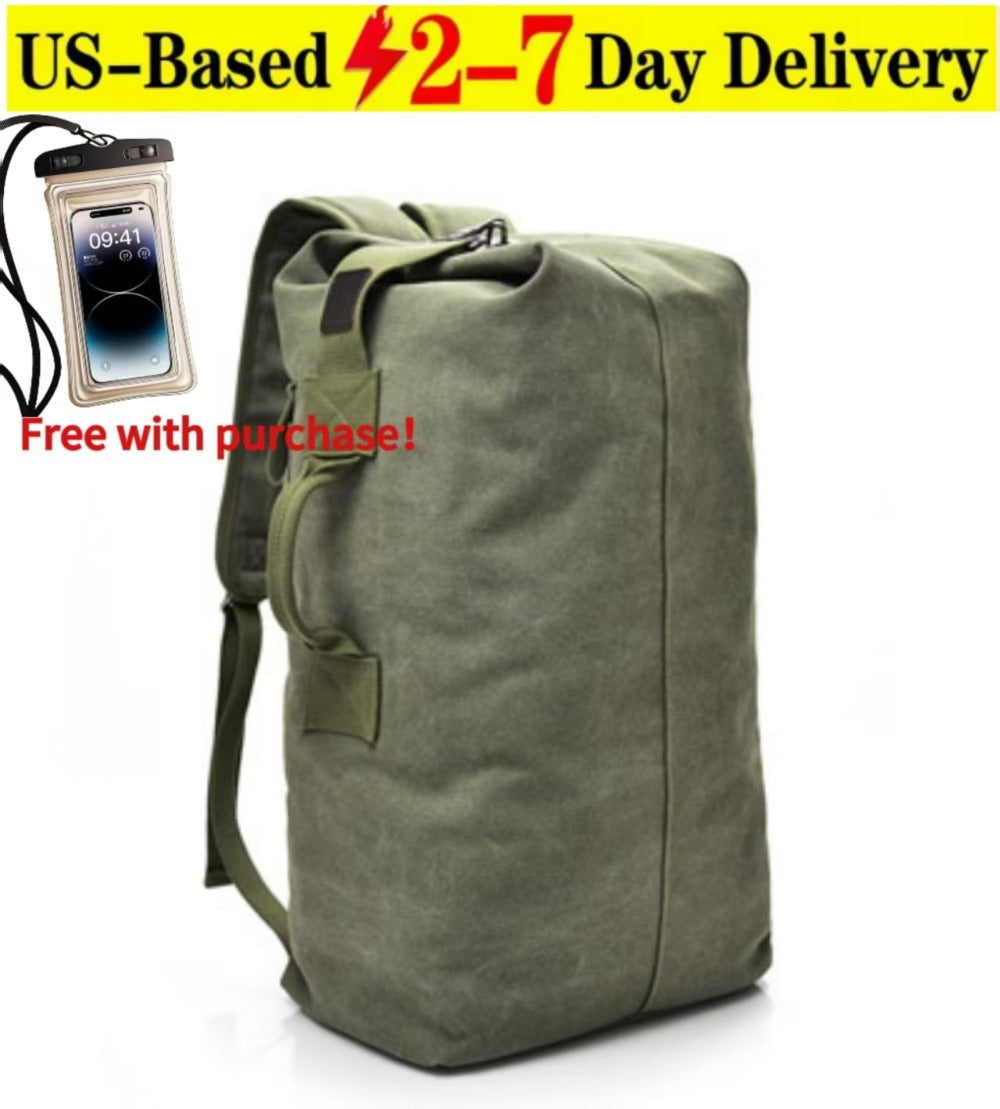 Men'S Large-Capacity Backpack: Adjustable Shoulder Straps, Multi-Compartment Design And Side Pockets. Ideal for Outdoor Trips Or Daily Use. Large-Capacity Canvas Backpack, Outdoor Hiking Bag, Travel Duffel, Men'S Sports Bag. Bonus Phone Pouch