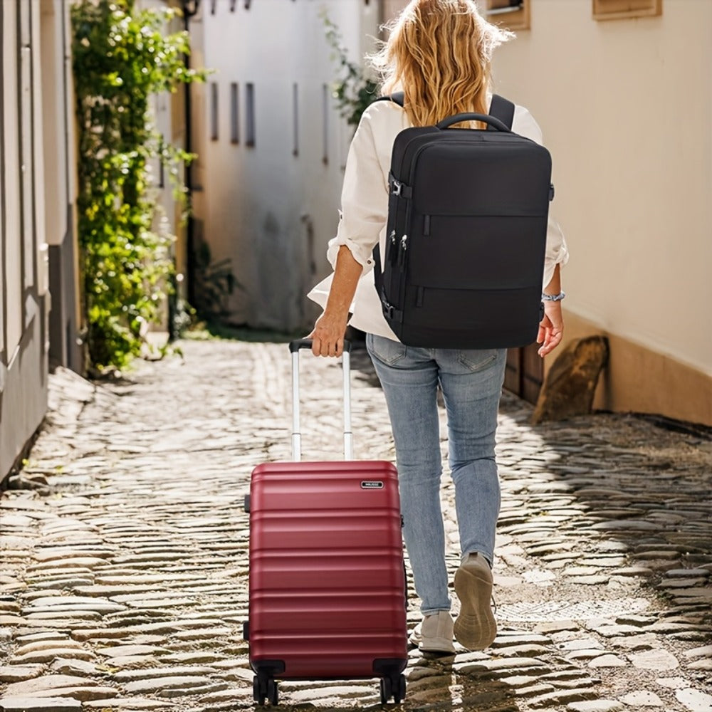 ABS Hard Shell Luggage Set, Including A 20-inch Expandable Backpack Carry-on Luggage (the Luggage Is Not Expandable), Equipped With YKK Zipper Design And TSA Customs Lock, With A Total Of 3pcs, Specially Crafted For Travel And Business Trips.