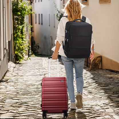 ABS Hard Shell Luggage Set, Including A 20-inch Expandable Backpack Carry-on Luggage (the Luggage Is Not Expandable), Equipped With YKK Zipper Design And TSA Customs Lock, With A Total Of 3pcs, Specially Crafted For Travel And Business Trips.