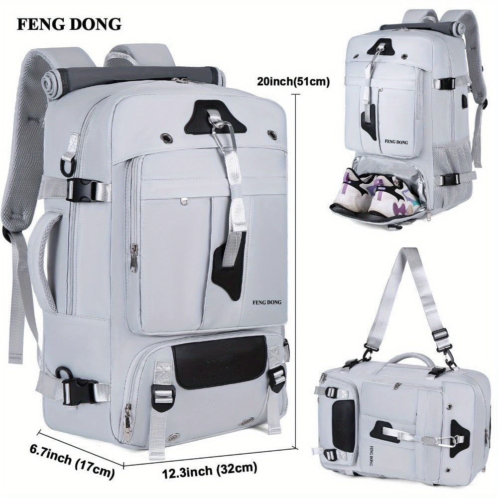Large-capacity Lightweight Travel Backpack with Port, Laptop, and Shoe Storage Compartments, 15.6-inch Laptop Backpack, Padded Backpack with Power Bank, Adjustable Padded Shoulder Straps, High-quality Backpack Suitable for Hiking - Men's Backpack