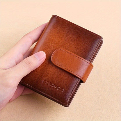1pc Men's Retro Fashion Top Layer Cowhide Card Case, Driving License Case, Casual Portable Coins Purse, Durable Card Holder with Large Capacity, Multiple Card Slots, ID Window, Perfect Gift for Teacher's Day, Valentine's Day, Birthday, Christmas