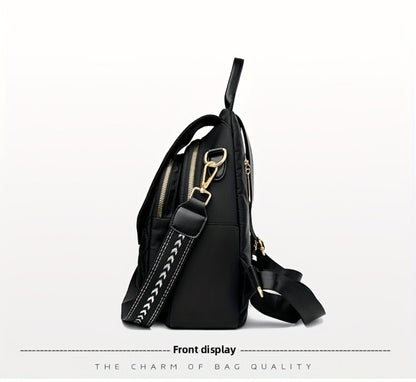 Trendy Urban Fashion Women'S Backpack - High-grade Texture And Pattern Design, Elegant And Practical, Golden Hardware Embellishment, Suitable For Commuting, Leisure, Travel, Ideal Holiday Gift