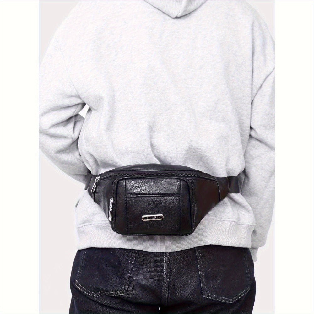4 Color Men'S and Women'S Casual Waist Bag Faux Leather Waist Bag with Adjustable Strap, Suitable for Exercise, Running, Travel, Hiking, Fitness, Sports Large Capacity Phone Pouch
