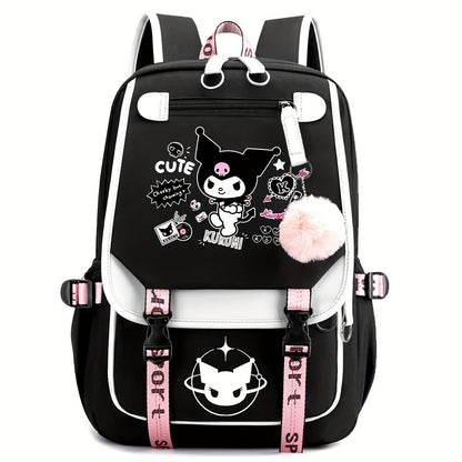 Sanrio Kuromi Backpack Cartoon Laptop Backpack Cute Large Travel Bag Casual Backpacks