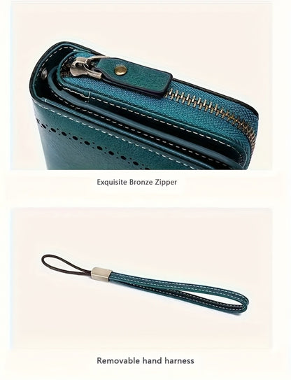 1pc Women's RFID Blocking Large Capacity Long Wallet with Wrist Strap - Multi-Compartment Zipper Purse, Phone Holder for Passport/Credit Cards, for smartphonelook (Smartphone Compatibility Varies by Model)