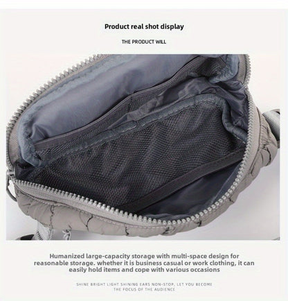 Women'S Crossbody Sports Bag with a Quilted Plaid Design, Suitable for Running And Cycling, Featuring a Spacious Waist Bag