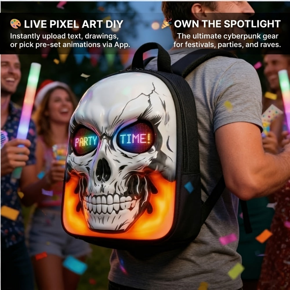 Laptop Backpack – Large Capacity, Led Skull Programmable App Controlled | Bag Vero – detail view 18