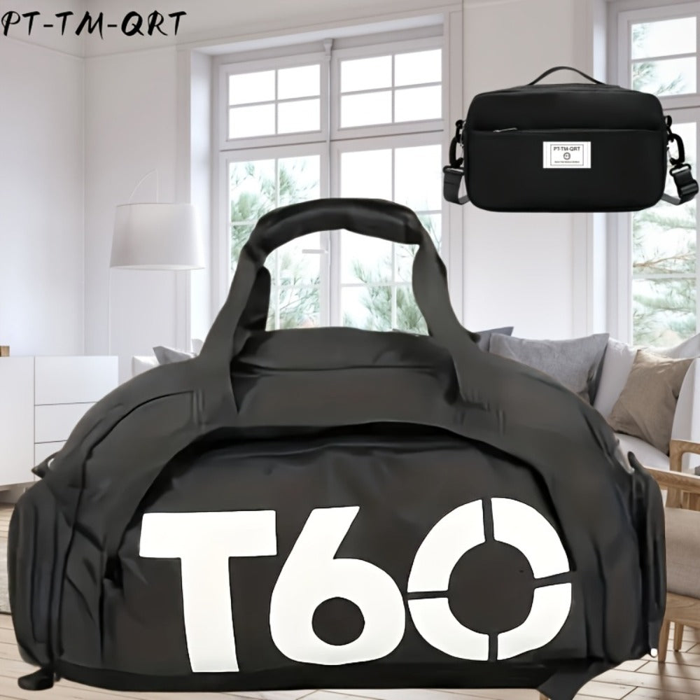 Women's Lightweight Large-Capacity Sports Travel Gym Bag, Durable Nylon Hand-Carry Gym and Business Luggage, Multi-Compartment Design, for Weekend Short Trips, a Combination of a T60 Gym Bag and Crossbody Bag, Local Warehouse