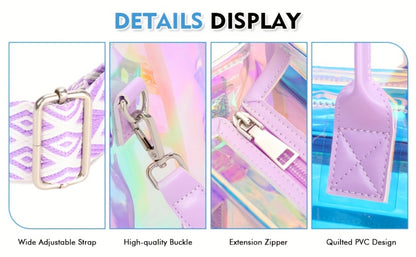 Stylish One-Shoulder Bag Made of PVC, Featuring a Solid Color And Ample Storage Space, Perfect for Casual Outings. This Women'S Easy Square Crossbody Bag Is Ideal for Stadium Concerts And Travel Makeup