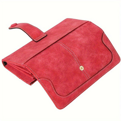Vintage Style Women's Large Capacity Wallet Secure Snap Closure, Multi-Card Slots & Durable Zip Pocket Long Bifold Handbag