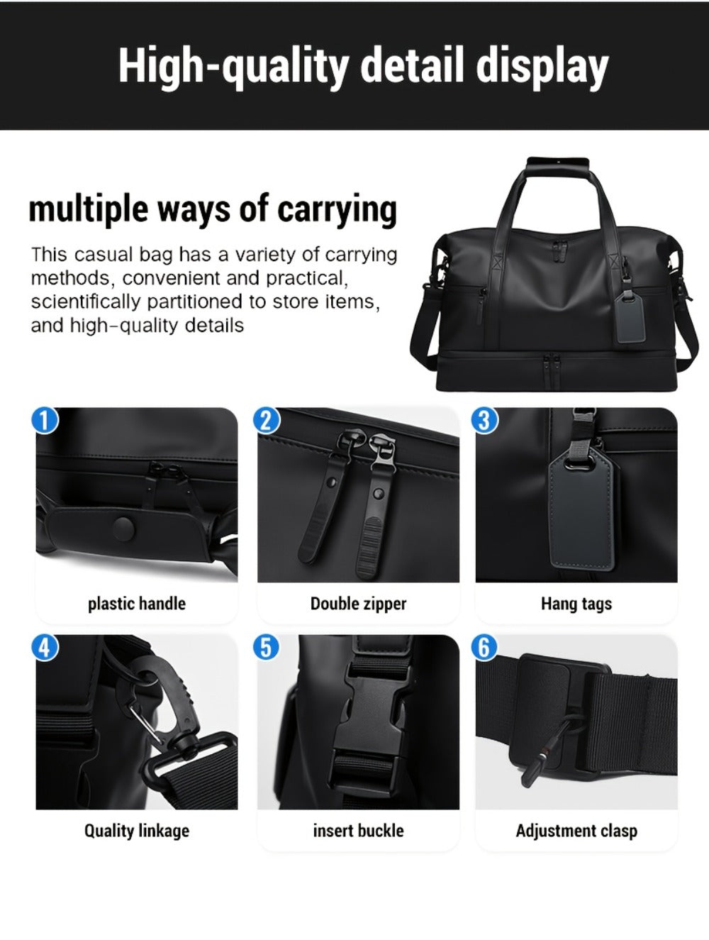 Overnight Bag Carry on Bag Travel Bag with Shoe Pouch Large - Capacity Men'S Weekend Travel Bag with Shoe Compartment Large - Capacity Sports And Fitness Bag, Men'S Handbag, Short - Distance Travel Backpack, Women'S Single - Shoulder Bag