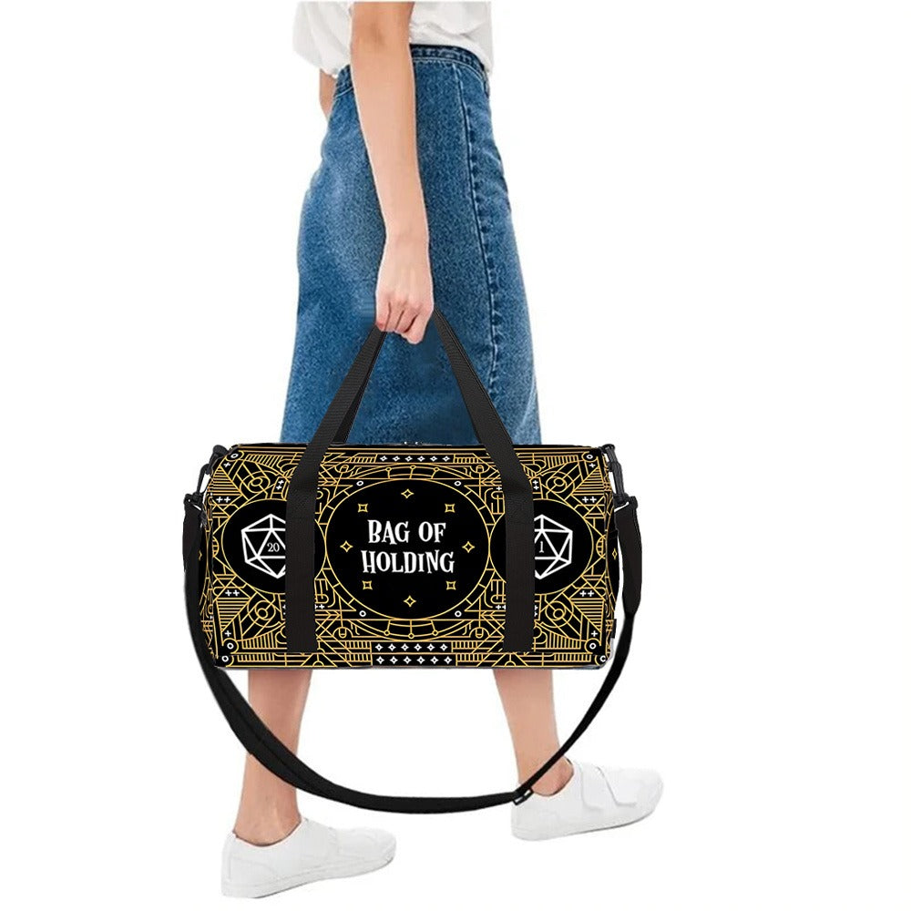 Large Capacity Lightweight Gym Bag - Heavy-Duty Polyester Duffel with Golden-Tone Hardware, Beige/Black/White/Gray/White Color Options, Unisex Fitness & Travel Bag for Men & Women, Spacious Main Compartment & Front Pocket, Durable Reinforced Edges, Ideal