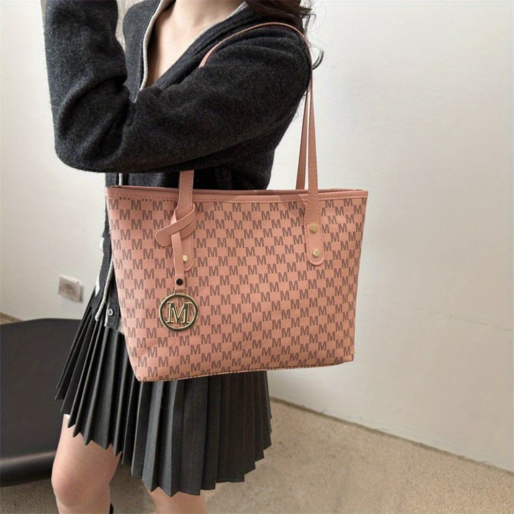Light Luxury, Minimalist, Fashionable, High-End Texture, Design Sense, Tote Bag, Women'S Retro Checkered Pattern, Large Capacity Shoulder Bag