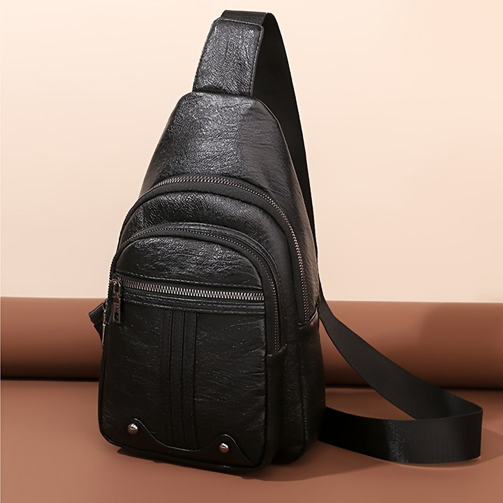 Sling Bag – for Travel & Everyday Use, Faux Leather Retro Chest Sling | Bag Vero – detail view 8