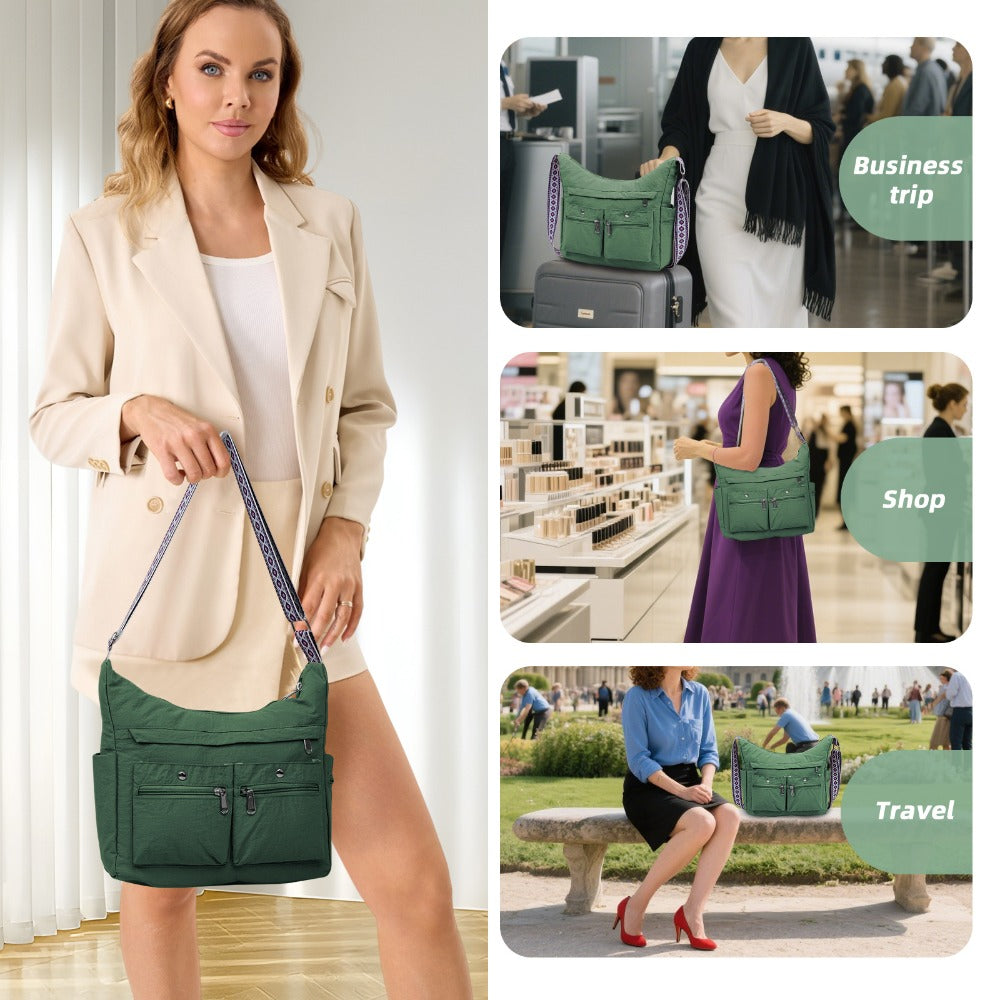 Nylon Crossbody Bag Set (2PCS) for Women and Men– Lightweight Waterproof Multi-Pocket Shoulder Bags, Lightweight Travel Purses, Casual Messenger Handbags for Daily Use, Work, Shopping, Outdoor