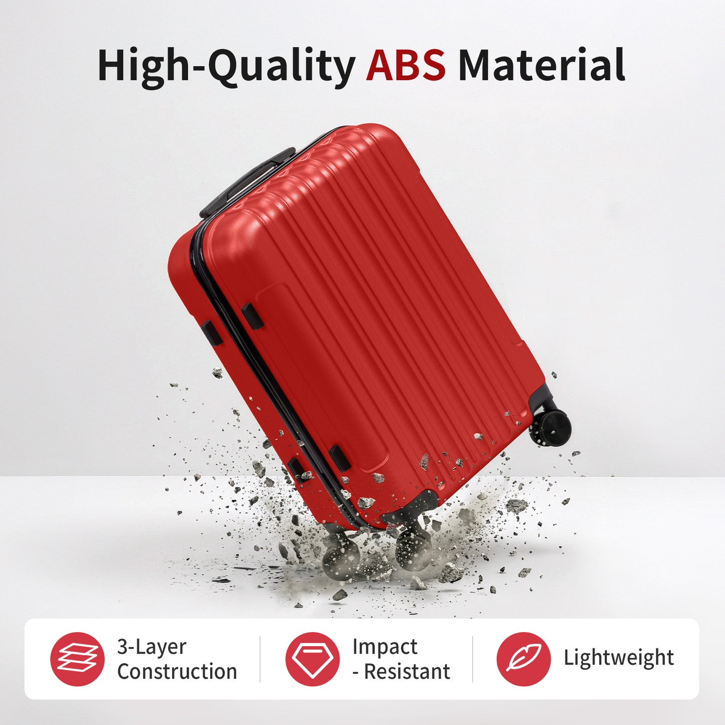 3in1 Luggage Set with Detachable Wheels, 20/24/28 Inch Lightweight ABS Suitcase with Lock & Spinner Wheels, Durable Travel Trolley Bag, 28-inch Disassembly Wheels