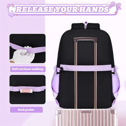Set of 3 Bow Bags - Spacious School Backpack with Tablet Pocket, Lightweight Teen Laptop Bag Ideal for Travel, Gifts for Birthdays/Christmas, Back-To-School And Everyday Use, for Teens, for Teenager, For Teenager