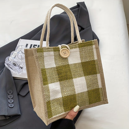Vintage Jute Handbag for Women, Perfect for Outings, Includes a Gift Bag