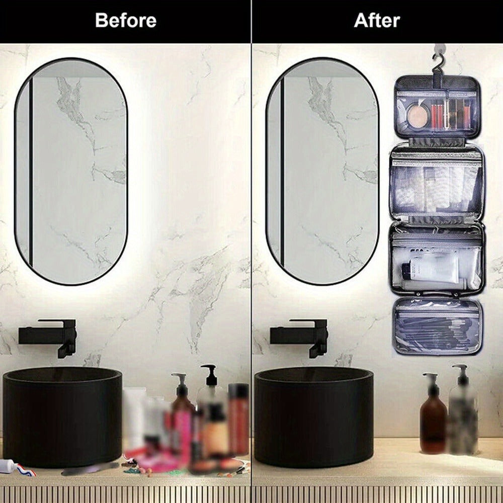 1pc Waterproof Folding Toiletry Bag, Multi-Functional Dry And Wet Separation Cosmetic Bag, Travel Storage Bag