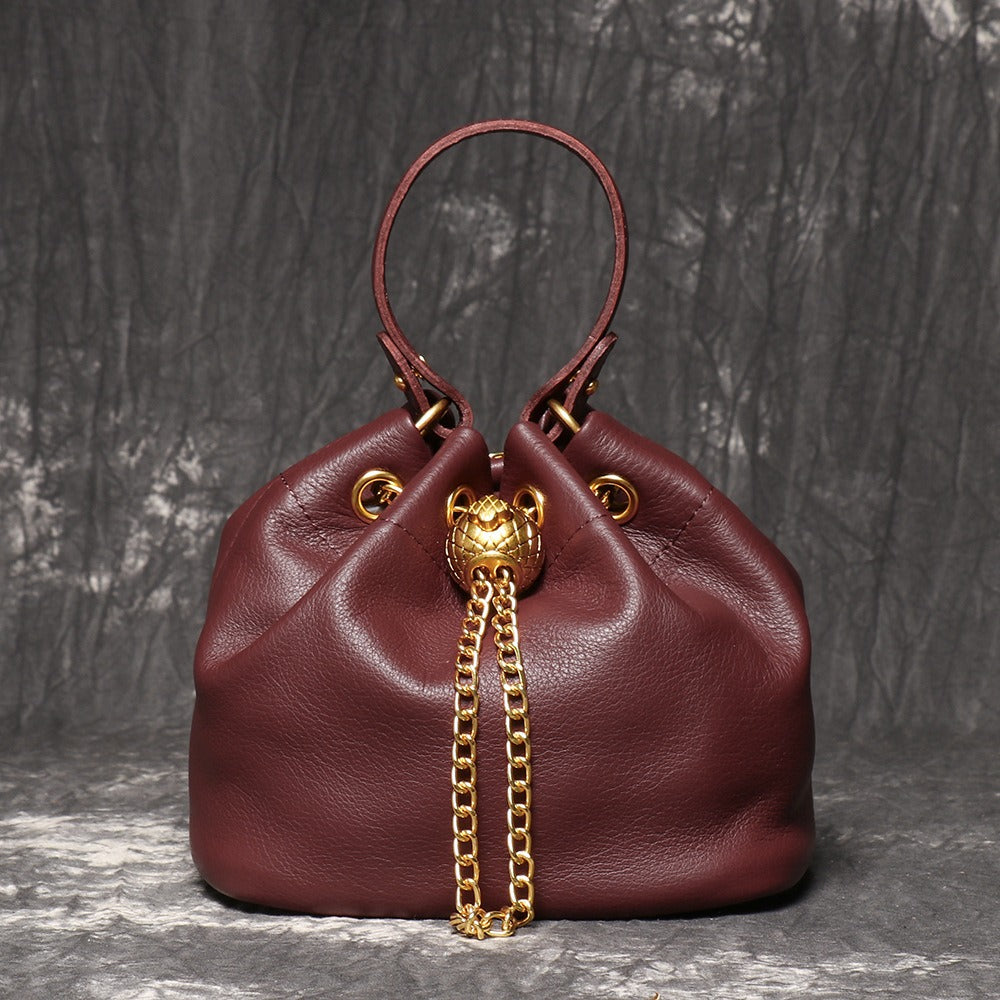 Crossbody Bag for Women – Genuine Leather, Genuine Leather Bucket Handmade Cowhide | Bag Vero – detail view 24