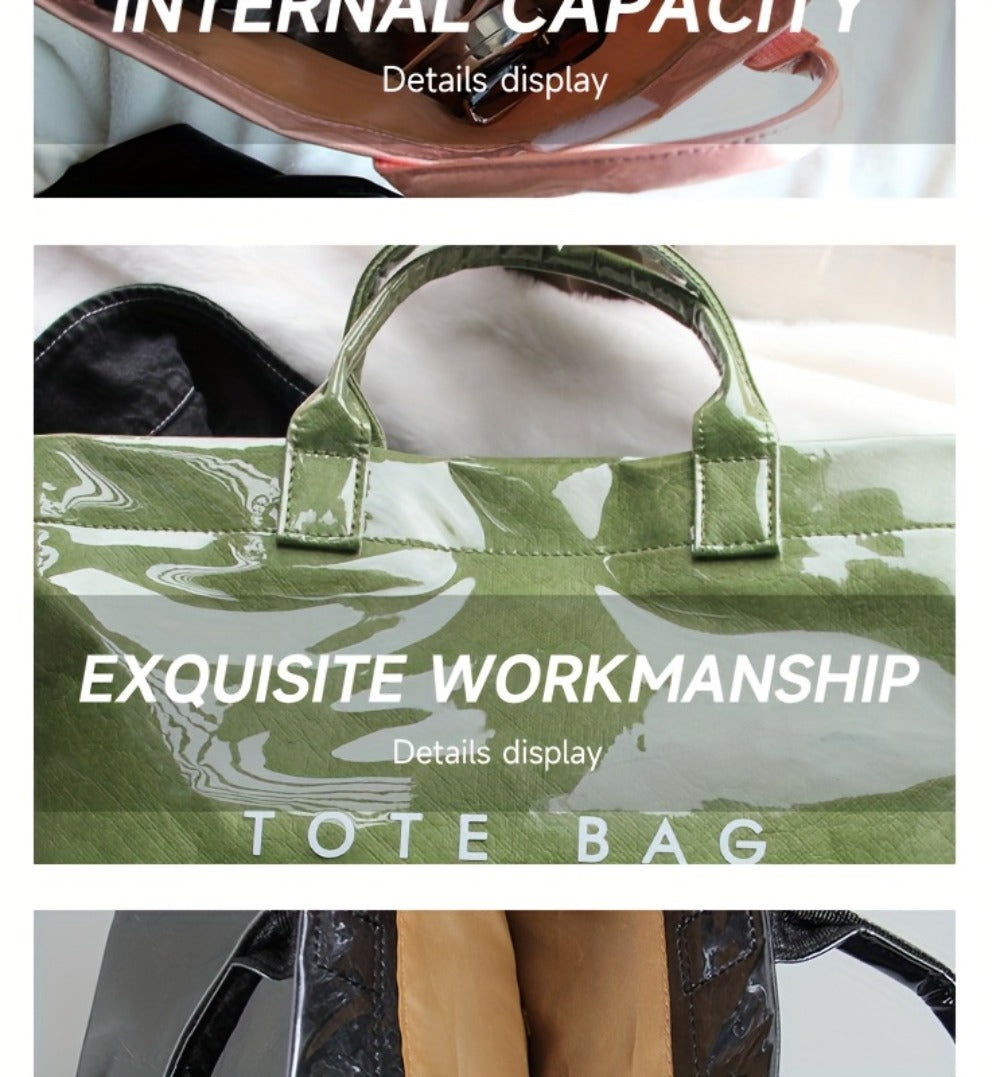 Women'S Tote Bags Lightweight Dupont Fabric, Double Layer, Durable Handle, Ideal For Everyday Use Classic Solid Color Handbag PVC Fashion Bag
