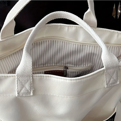 Casual Large-Capacity Shoulder Messenger Bag, Solid Color Versatile Tote Bag, Commuter Portable Handbag