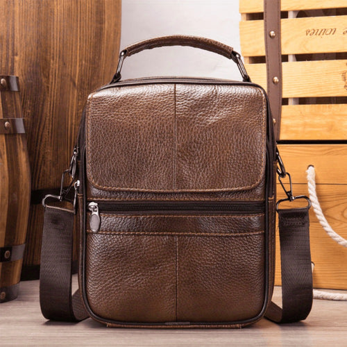 Genuine Leather Top Layer Cowhide Men's Business Crossbody Bag - Fashionable Shoulder Bag, Large Capacity Wallet - For Men - Suitable for Work & Travel - Perfect Gift for Business Professionals