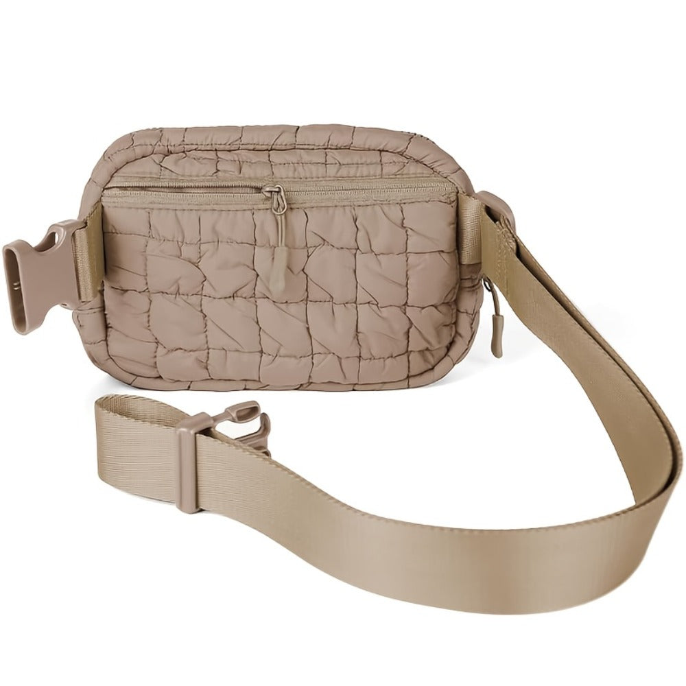 Women'S Crossbody Sports Bag with a Quilted Plaid Design, Suitable for Running And Cycling, Featuring a Spacious Waist Bag