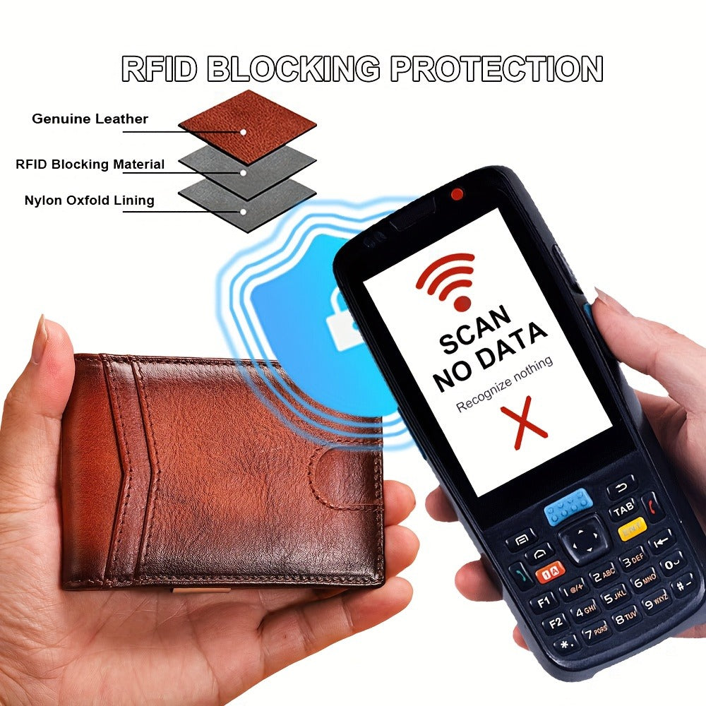 CIEPHIA Genuine Leather RFID Blocking Wallet - Slim Retro Bifold with Front Pocket & for id Slot, 12-Card Holder Suitable for ID, Credit Cards, Cash, Driver' License Holder, Minimalist Gift for Everyday Carry