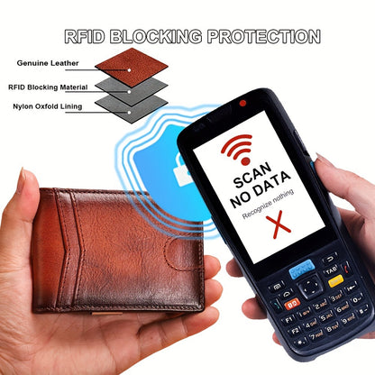 CIEPHIA Genuine Leather RFID Blocking Wallet - Slim Retro Bifold with Front Pocket & for id Slot, 12-Card Holder Suitable for ID, Credit Cards, Cash, Driver' License Holder, Minimalist Gift for Everyday Carry