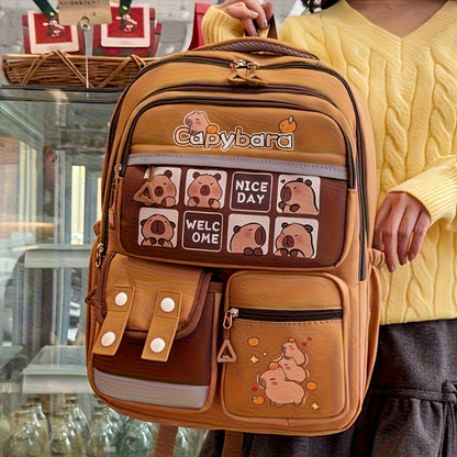 Women's & Suitable for Large-Capacity Capybara Print Backpack - Cute Capybara Face & Capybara, /Travel/ Backpack with Adjustable Straps, Capybara Themed Backpack Gifts for & Women