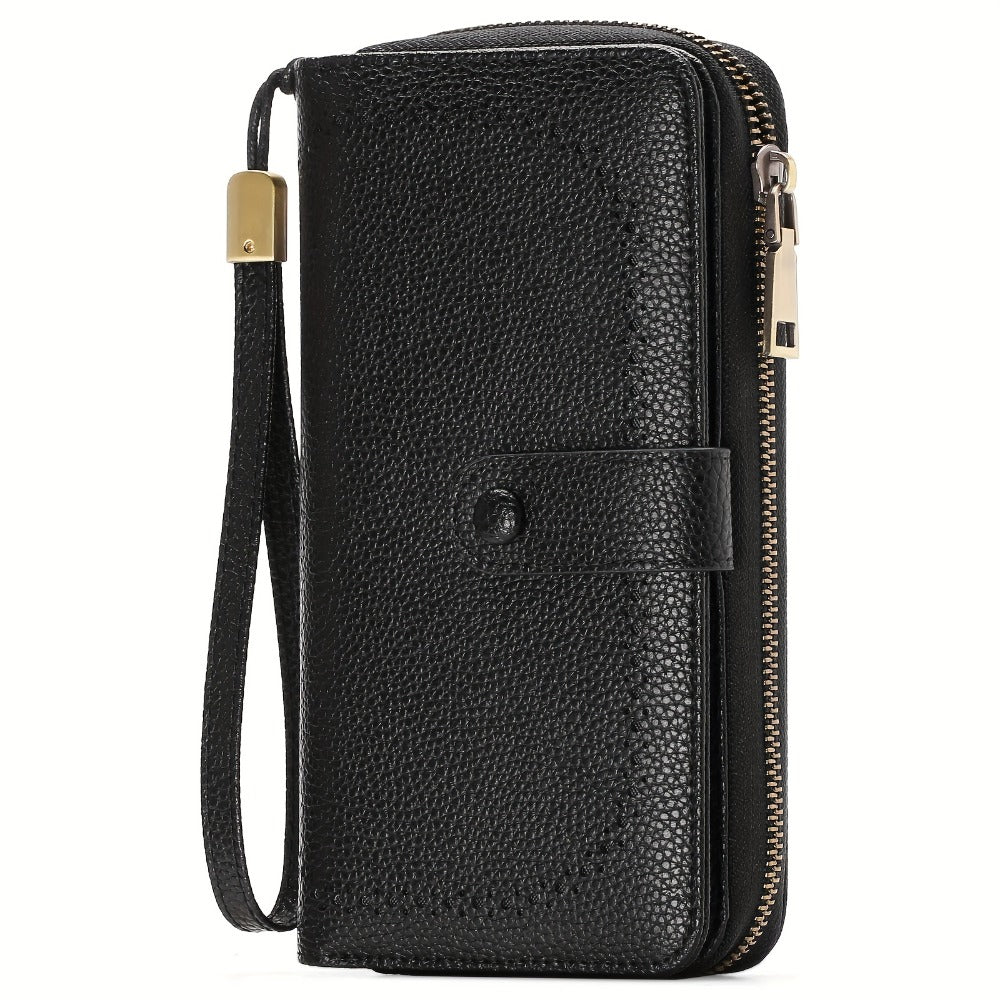 Women's RFID Blocking Wallet & Card Holder with ID Window | Multi-Slot Zipper Purse, Removable Wrist Strap | Compact Long Wallet for Travel/Daily Use | Gift for Her (Lightweight, 45 Card Slots)