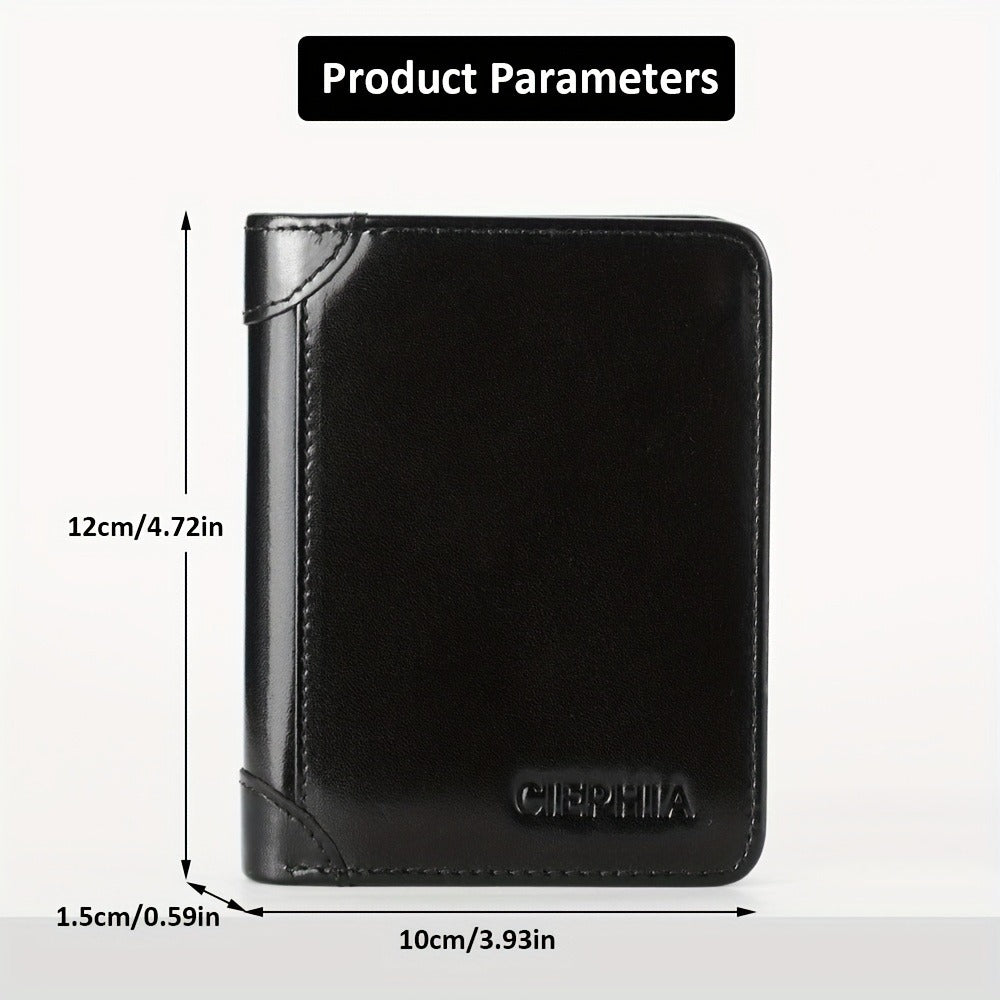 Men's Genuine Leather Wallet, RFID Blocking Protection Slim Short Top Layer Cowhide Wallet, Multifunction Trifold Wallet, Vintage Oil Wax Credit Card Wallet, Gifts for Men